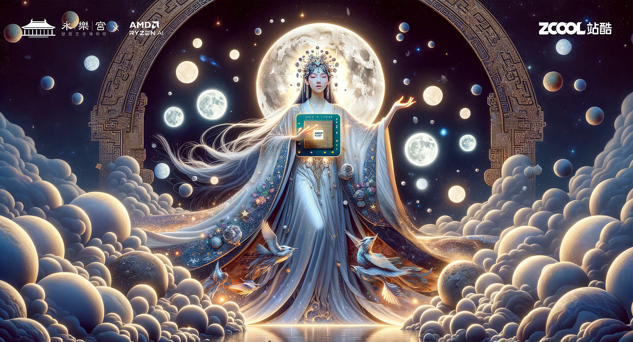 数字仙境：AMD与永乐宫共绘科技神话！（图ZMzU4NzYxOTk2） - AI作品 - 站酷设计师不耳创意设计原创素材 - 站酷ZCOOL
