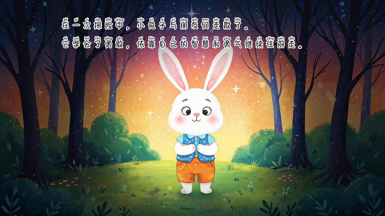 《小兔子的冒险之旅》儿童绘本（图ZMzY5MDk5ODQ4） - AI作品 - 站酷设计师涟西原创素材 - 站酷ZCOOL
