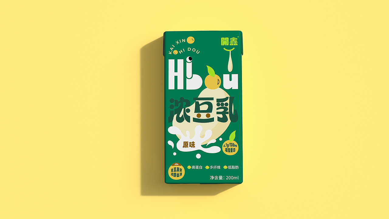 HI DOU|开心豆乳——开鑫浓豆乳包装设计方案