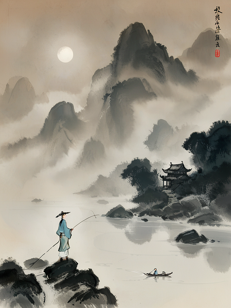 朝披梦泽云，笠钓青茫茫。 寻丝得双鲤，中有三元章。