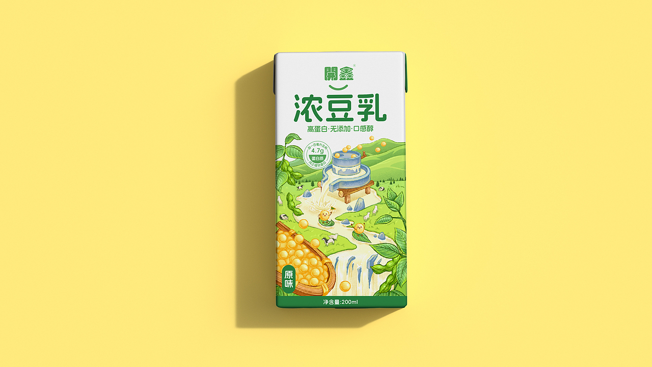 開鑫浓豆乳包装设计-中国风味浓豆乳