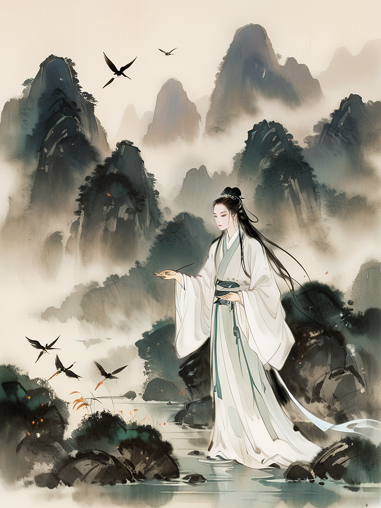 落 花 人 独 立 ， 微 雨 燕 双 飞（图ZMzY0OTAxNzQ0） - AI作品 - 站酷设计师我的小命原创素材 - 站酷ZCOOL