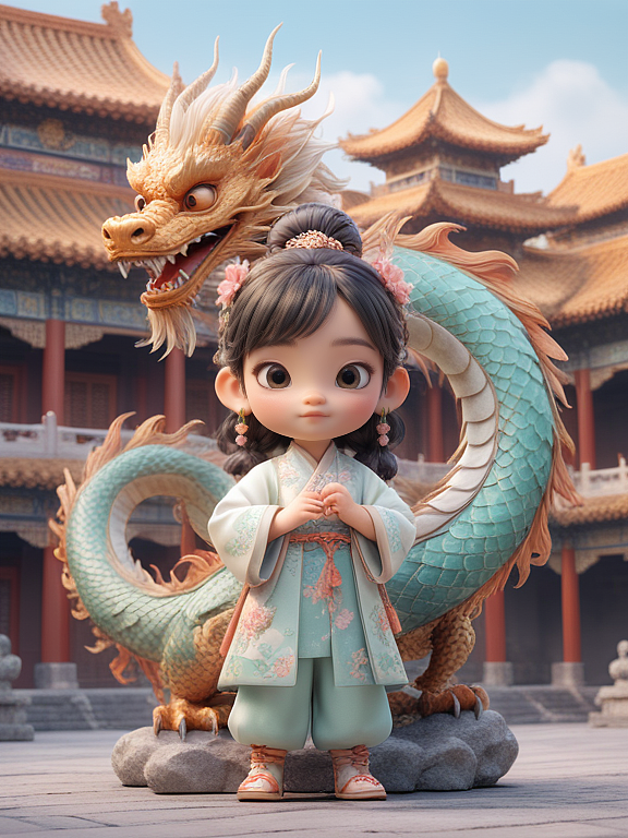 东方禅意龙年模型设计