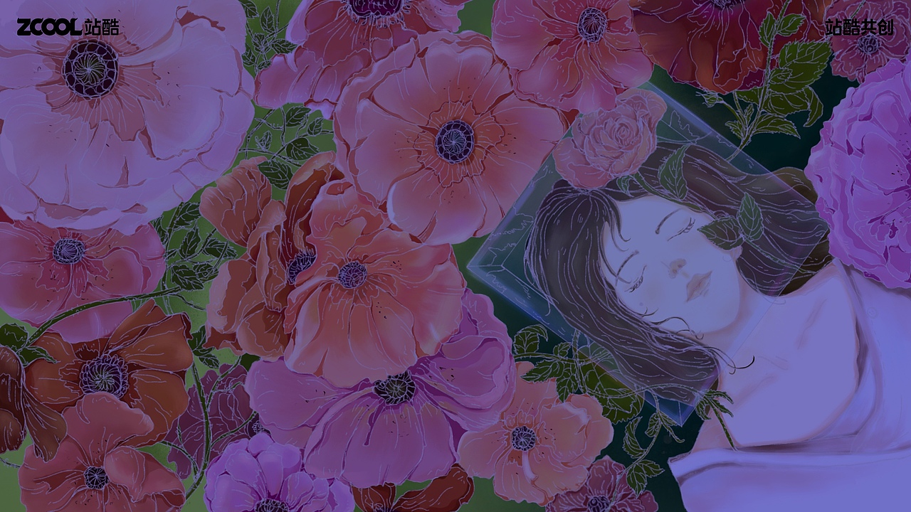 躺平在花海（图ZMzY4ODg5NzAw） - 艺术插画 - 站酷设计师李吖吖Lynn原创素材 - 站酷ZCOOL