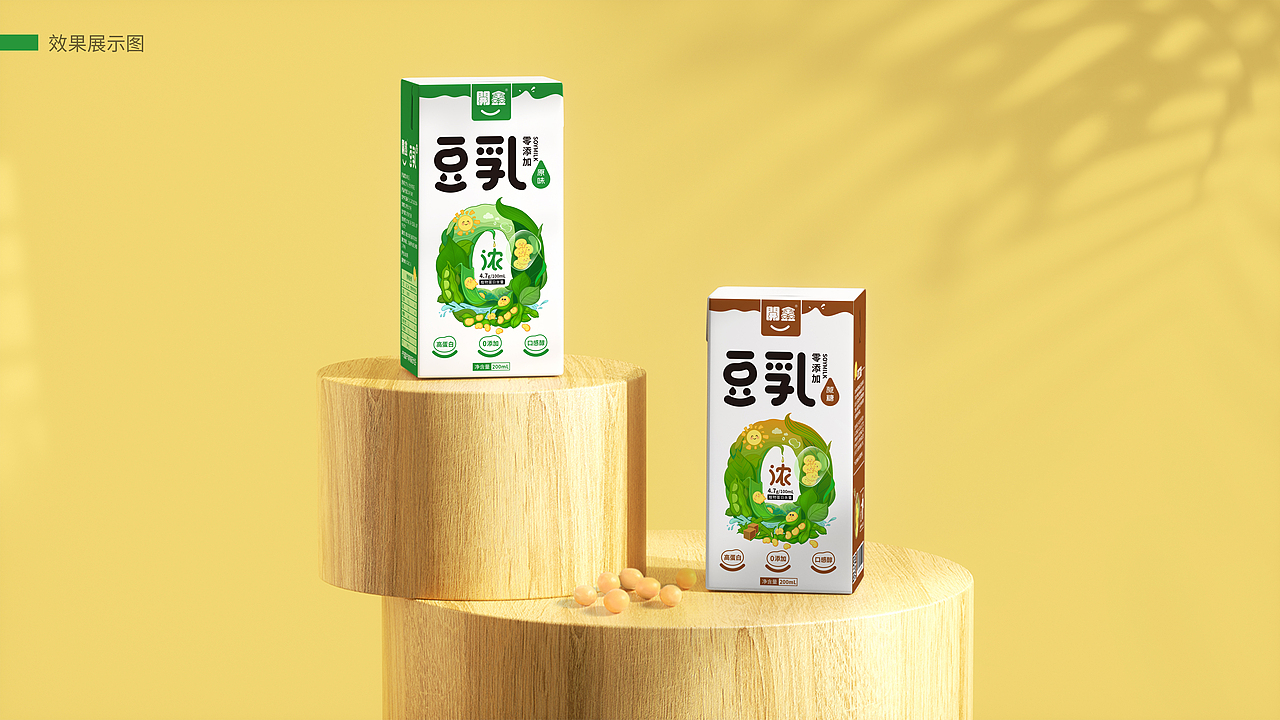 開鑫浓豆乳包装设计丨浓豆乳·0添加