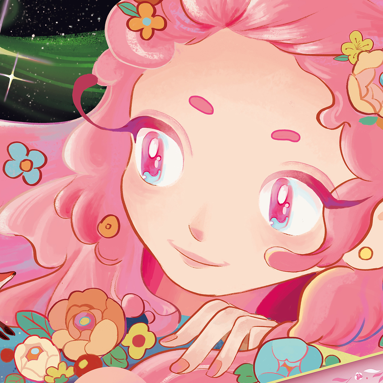 邂逅#粉嫩多巴胺少女#《星河花园之旅》（图ZMzQ0MjYyMjA0） - 商业插画 - 站酷设计师海螺姑娘lx原创素材 - 站酷ZCOOL
