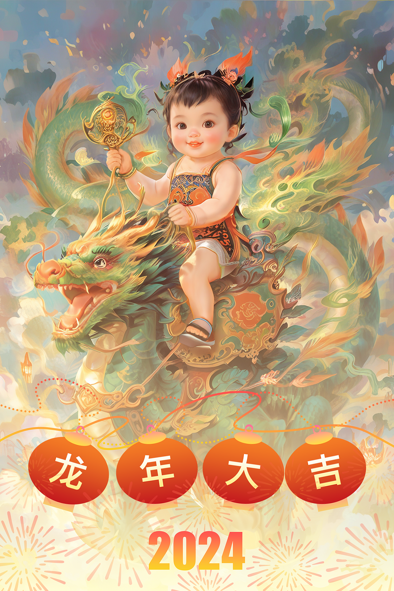 龙年守护神(图ZMzYwNTYzMjIw) - AI作品 - 站酷设计师棉棉的绘画原创素材 - 站酷ZCOOL