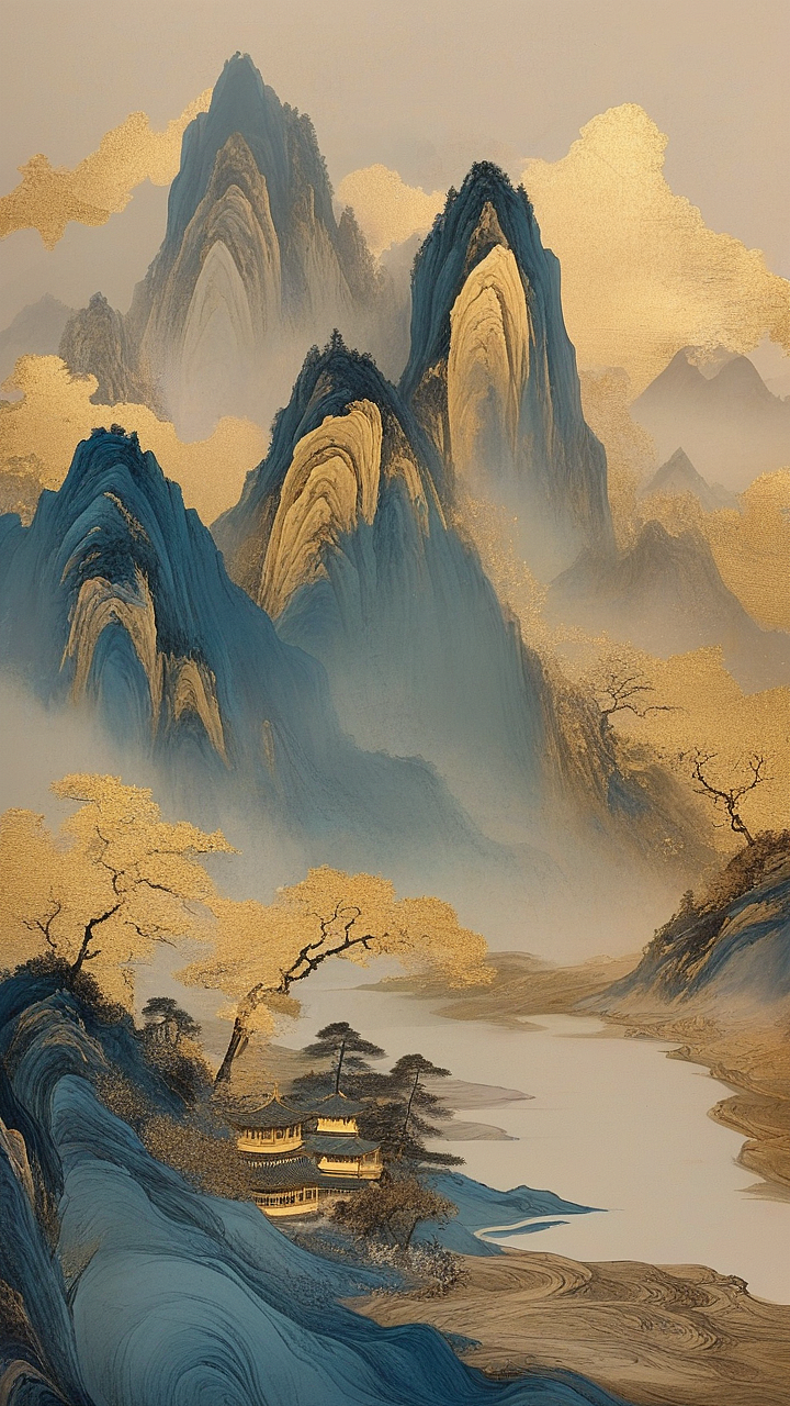 鎏金千里江山图之二（图ZMzY4NTY4OTI4） - AI作品 - 站酷设计师iorl原创素材 - 站酷ZCOOL