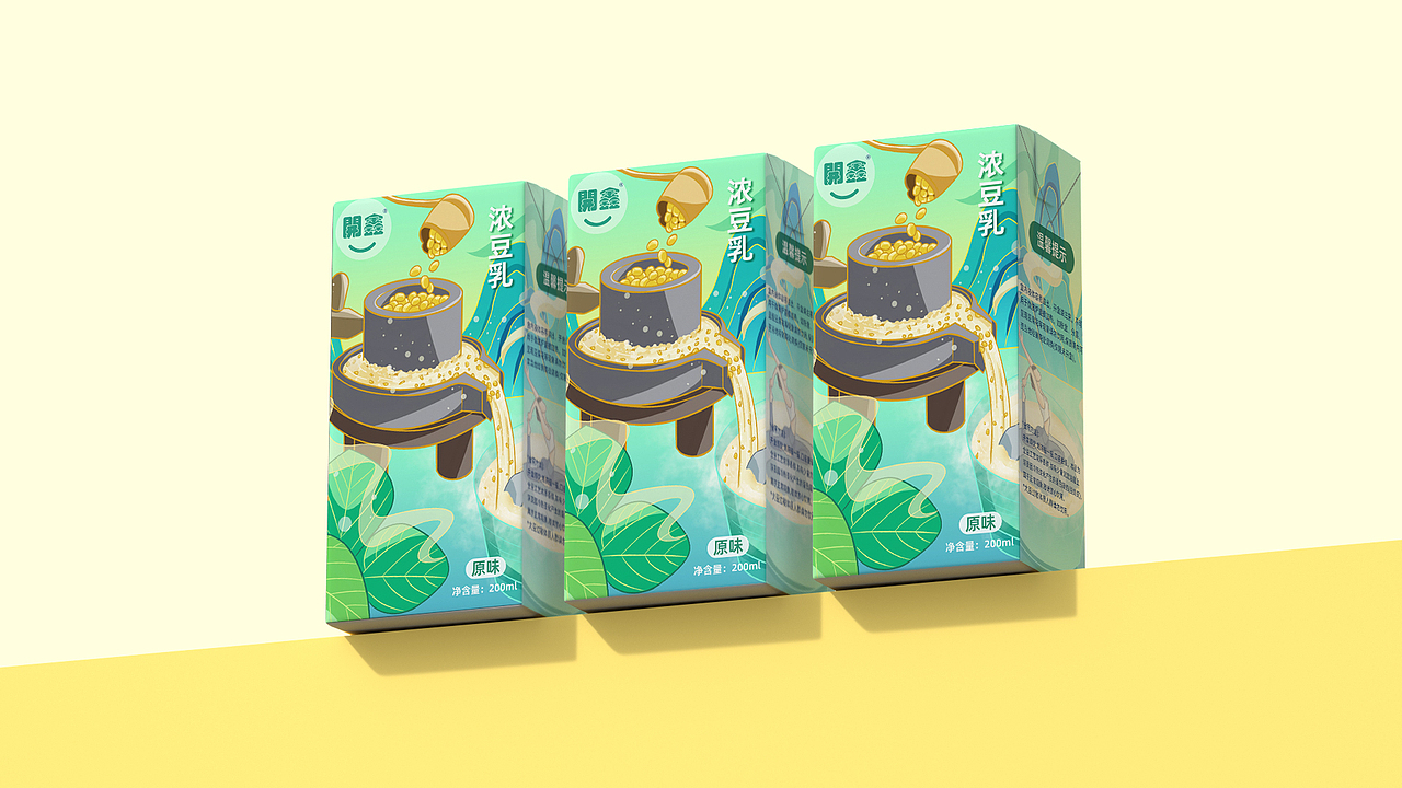 開鑫浓豆乳包装插画｜秀色青意（图ZMzUyMjc3MjA0） - 商业插画 - 站酷设计师stella天月原创素材 - 站酷ZCOOL