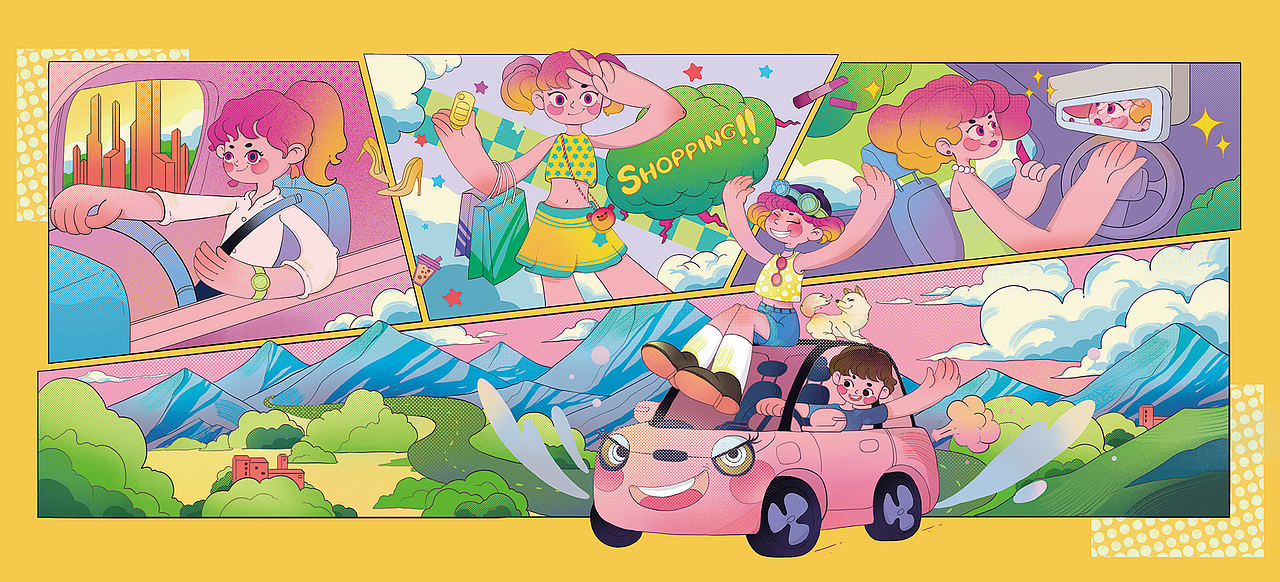 《糯米小姐的出行日常》-长安Lumin车贴设计大赛（图ZMzY3OTI1OTU2） - 图案 - 站酷设计师三原色RGB原创素材 - 站酷ZCOOL