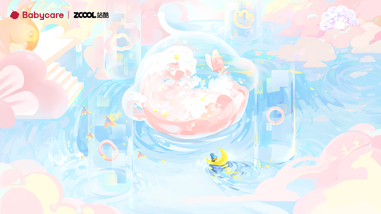 撑一尾月亮船，来到梦的国度， 循着飞鸟的踪影，划过守护的殿堂， 登上洁白的阶梯，遇见橙彩的鹦鹉， 穿过云的迷宫，找到云端的珍珠。