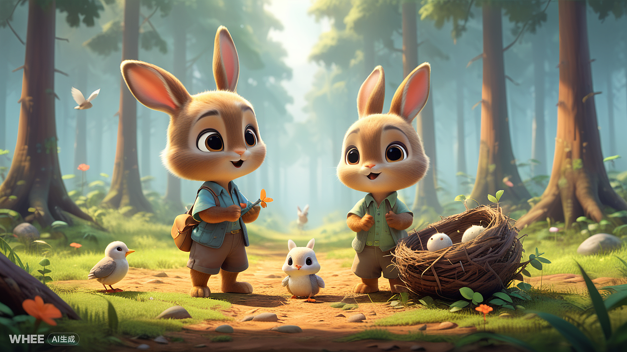 小兔子的勇敢冒险（图ZMzcwNDk1MzY4） - AI作品 - 站酷设计师迎风不自傲原创素材 - 站酷ZCOOL