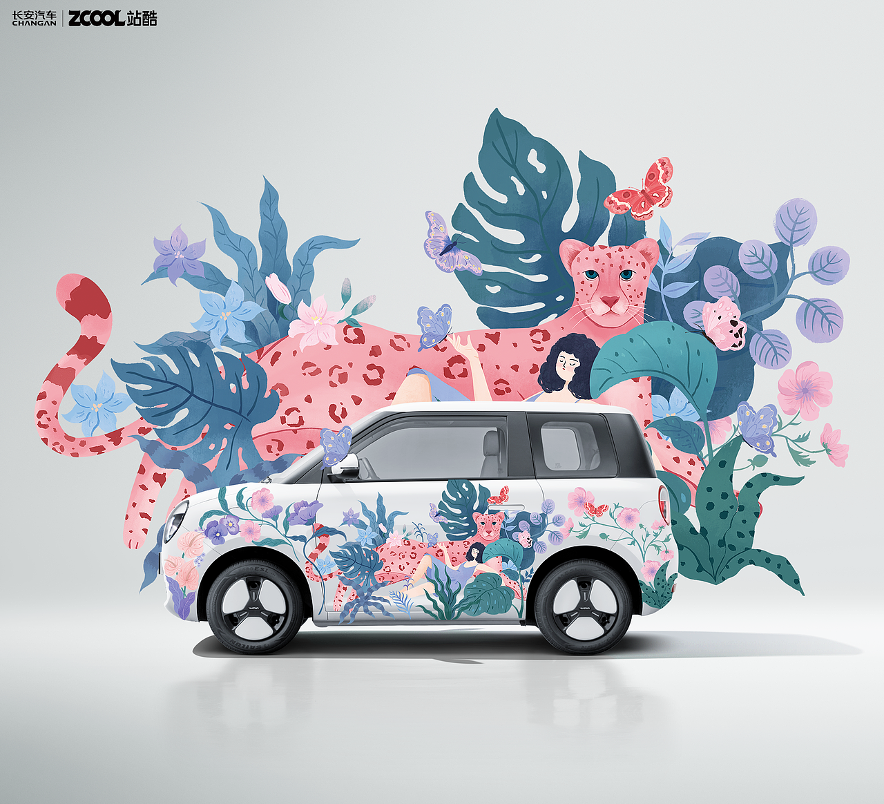 【丛林之梦—多巴胺的旋律】长安LUMIN车贴设计（图ZMzY5MDE1MjUy） - 图案 - 站酷设计师游泳的魚原创素材 - 站酷ZCOOL