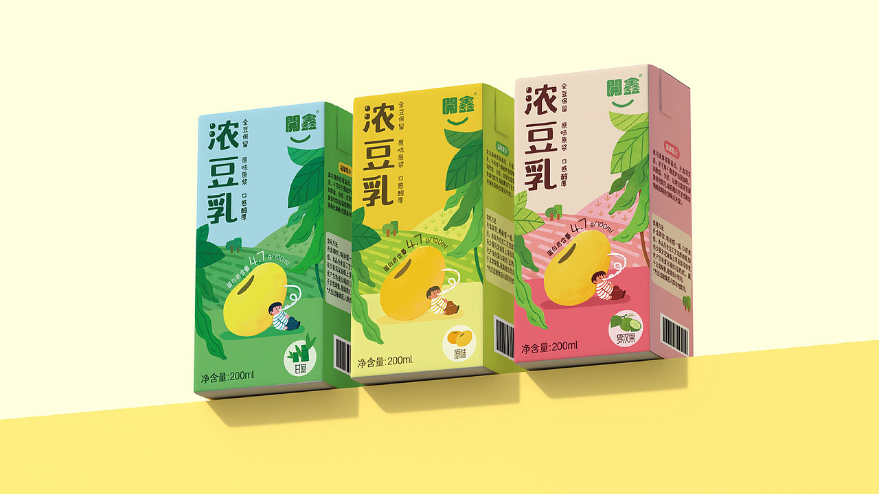 回归本真，自然纯粹 | 開鑫浓豆乳系列包装设计（图ZMzUxODY1Mzc2） - 商业插画 - 站酷设计师栾雨Luna原创素材 - 站酷ZCOOL
