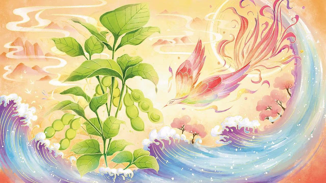 開鑫浓豆乳·好彩自然来（图ZMzUxMjEwNTQ0） - 商业插画 - 站酷设计师画插画的胖喵原创素材 - 站酷ZCOOL