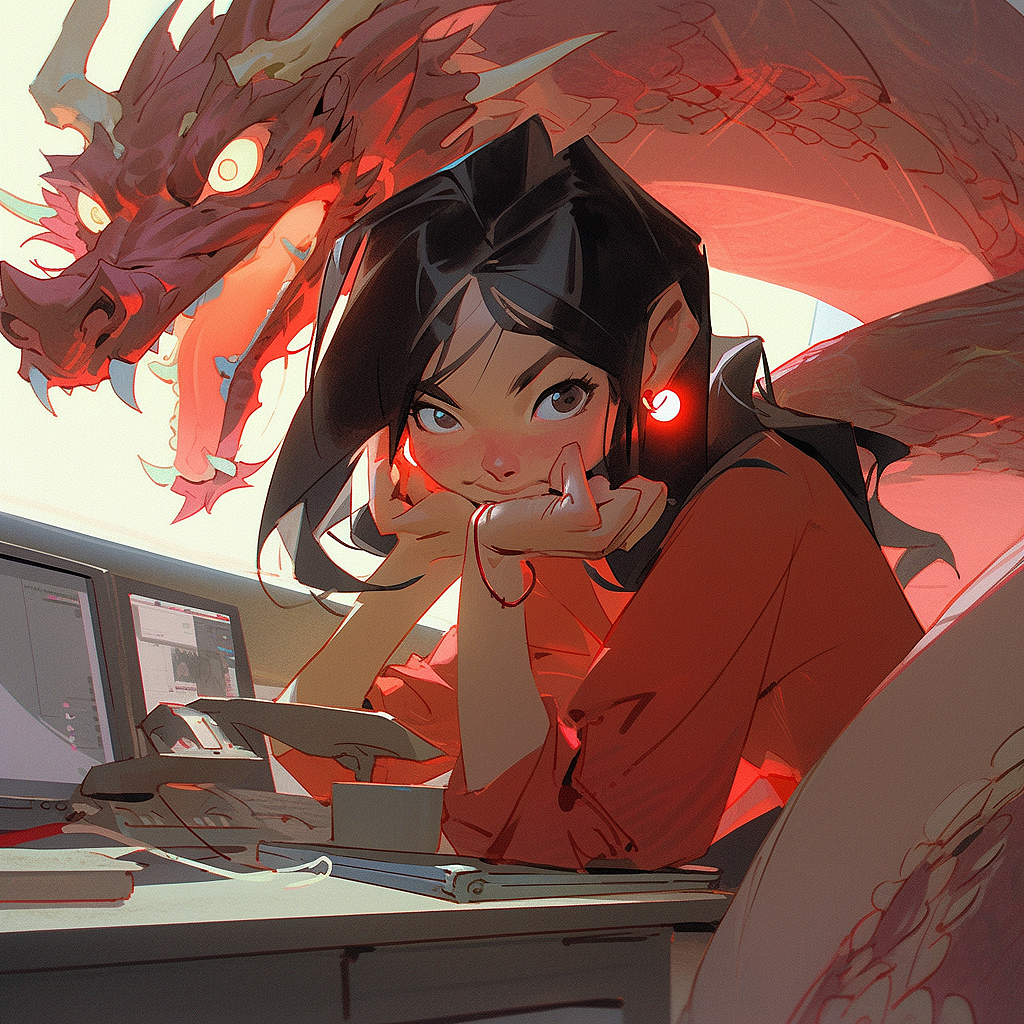 除夕逐渐暴躁的加班龙（图ZMzYwNDI4ODQ0） - AI作品 - 站酷设计师Radon原创素材 - 站酷ZCOOL