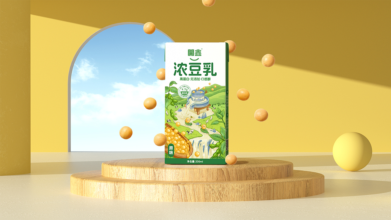 開鑫浓豆乳包装设计-中国风味浓豆乳