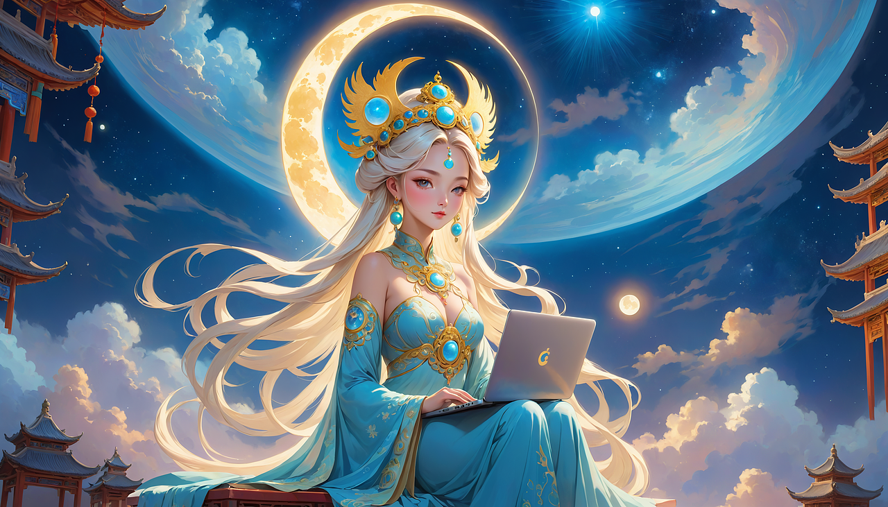 AIGC,一键起飞。月神引领，AI智行。（图ZMzU2OTMyMTk2） - AI作品 - 站酷设计师Fletching原创素材 - 站酷ZCOOL