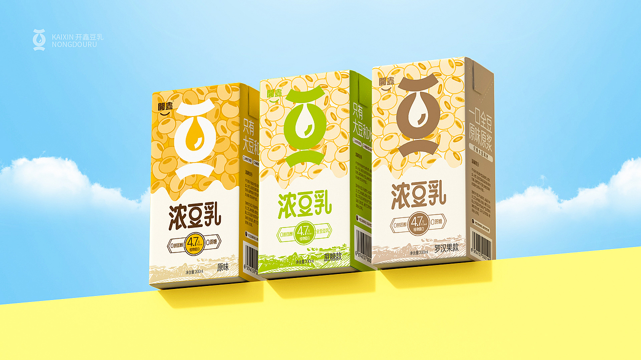 開鑫浓豆乳包装设计—豆乳包装设计0糖0脂代餐饮品设计