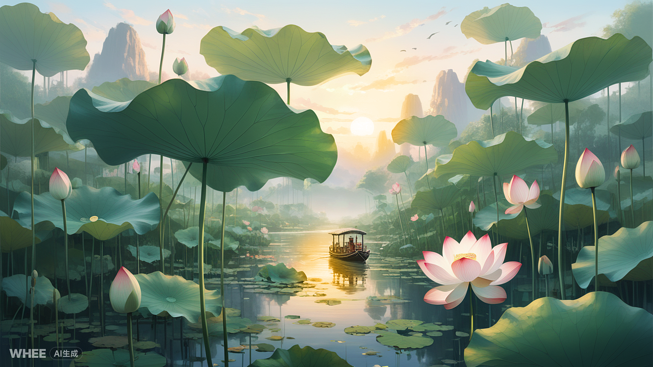 如梦令·常记溪亭日暮-WHEE（图ZMzY1ODYzNjE2） - AI作品 - 站酷设计师舒萱呀原创素材 - 站酷ZCOOL