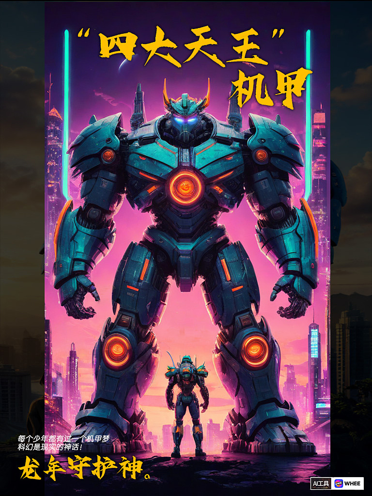 AI梦想vs机甲-龙年守护神！（图ZMzYwNDMwNTEy） - AI作品 - 站酷设计师九城明爱画画原创素材 - 站酷ZCOOL