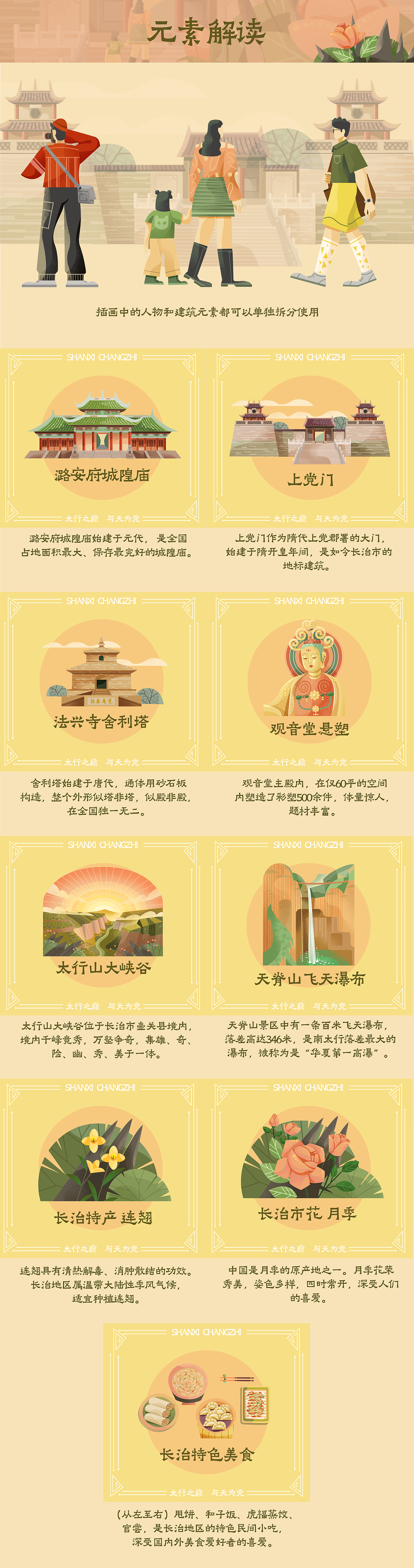 城市插画/旅游插画/山西长治自然风光历史古建筑美食摄影旅游（图ZMzYxNjI0Nzc2） - 其他 - 站酷设计师阿昭的画板原创素材 - 站酷ZCOOL