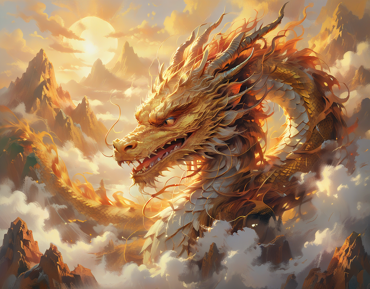 金龙探首（图ZMzYwMTQzMjMy） - AI作品 - 站酷设计师无忌啊原创素材 - 站酷ZCOOL