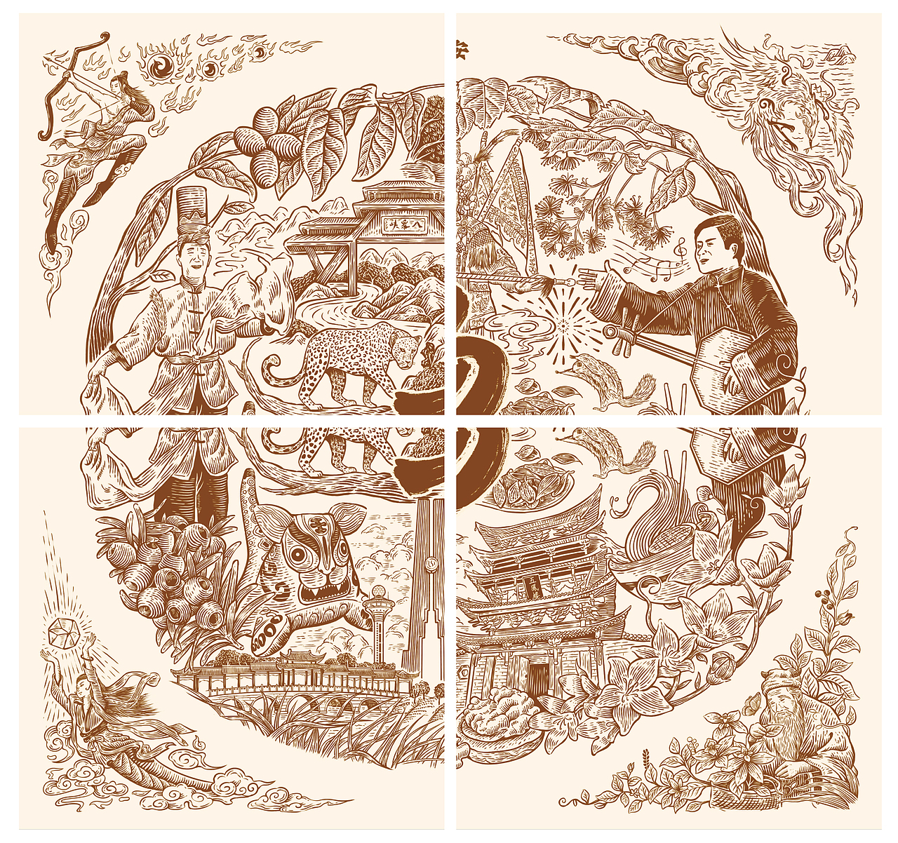 《长治风物》长治市文创版画风格插画（图ZMzYzOTE5MTcy） - 其他 - 站酷设计师沐光插画原创素材 - 站酷ZCOOL