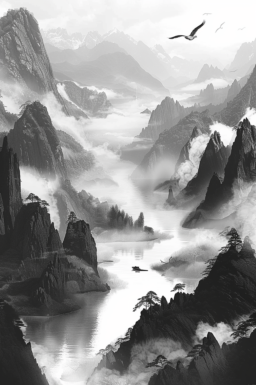 古人眼里的壮丽山河（图ZMzYzNjY3NDYw） - AI作品 - 站酷设计师栖霞z原创素材 - 站酷ZCOOL