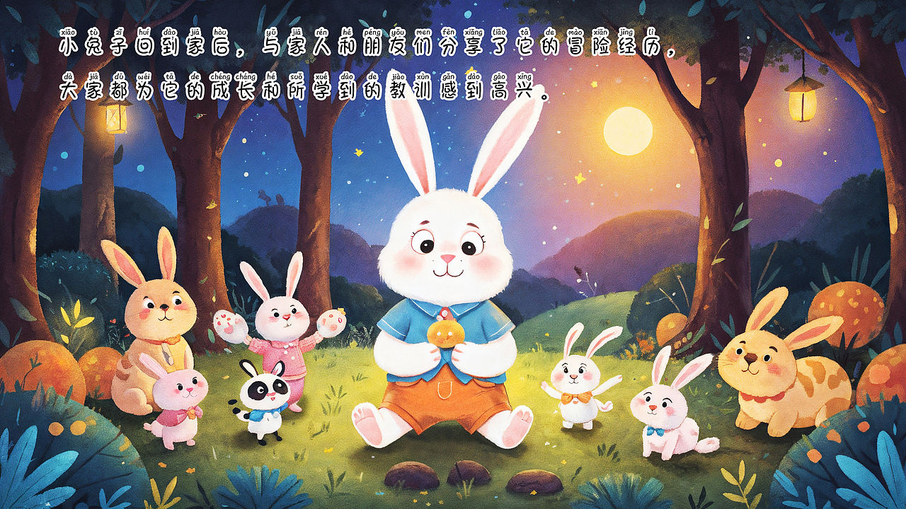 《小兔子的冒险之旅》儿童绘本（图ZMzY5MDk5ODU2） - AI作品 - 站酷设计师涟西原创素材 - 站酷ZCOOL