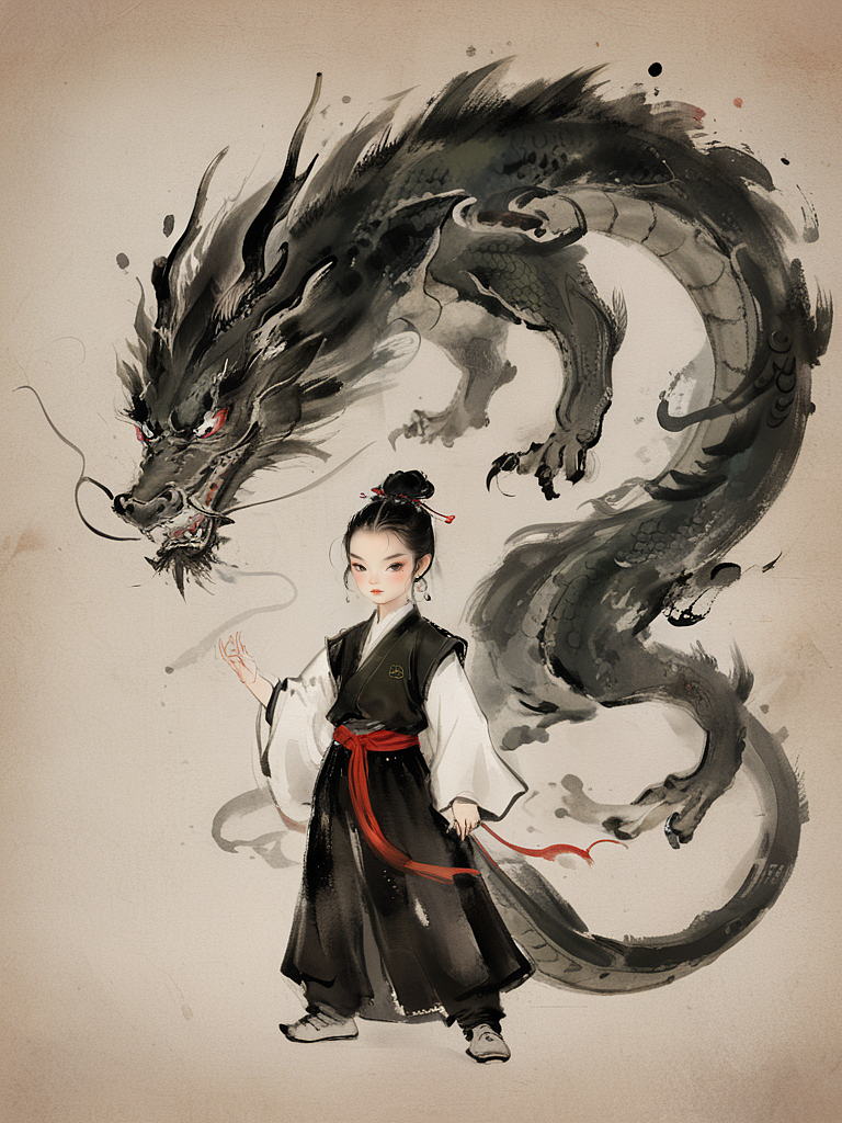 水墨舞龙（图ZMzYwNDQwMTQ0） - AI作品 - 站酷设计师路边有陆陆原创素材 - 站酷ZCOOL
