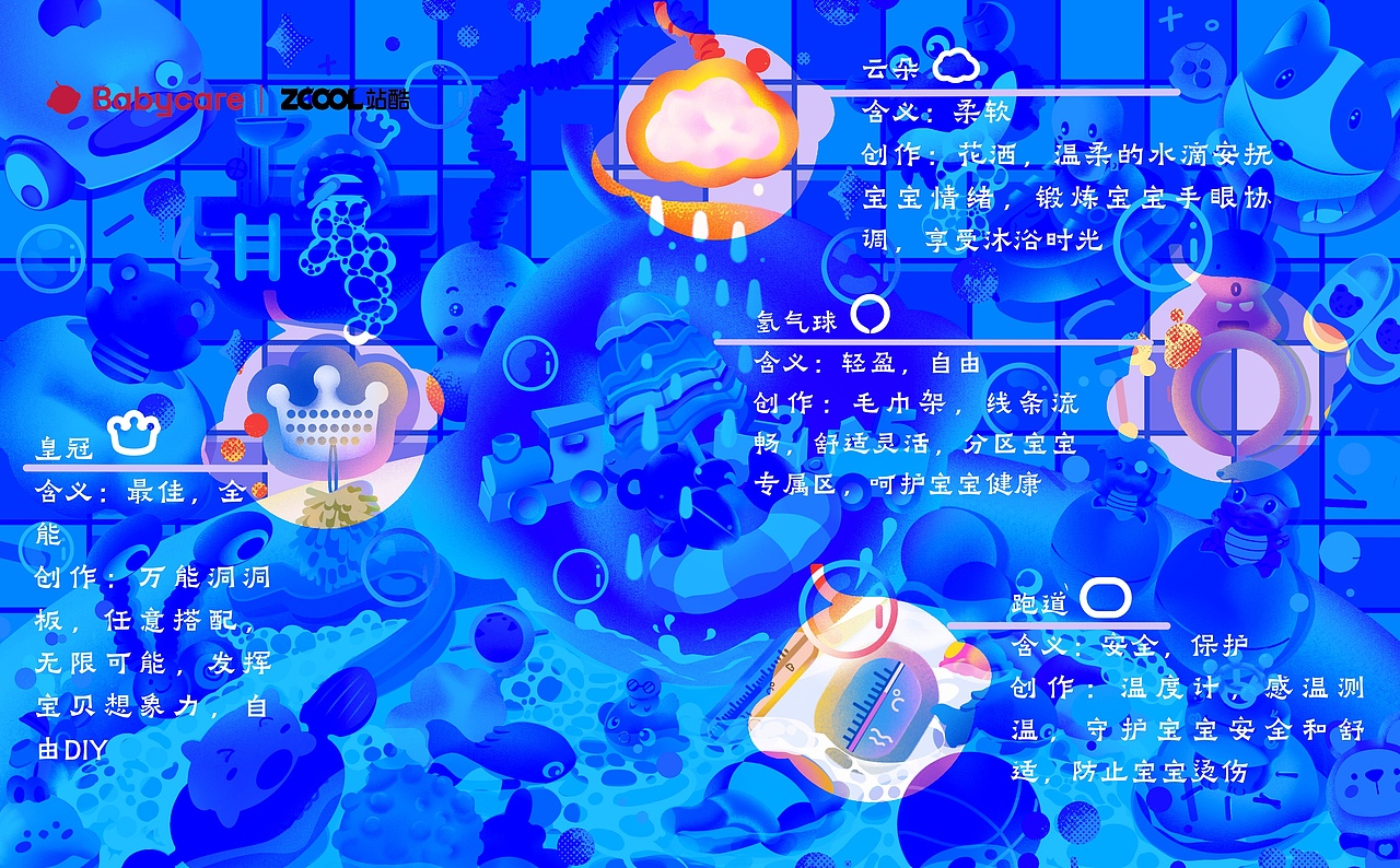 Babycare品牌标识创意延展设计之萌宠泡泡空间