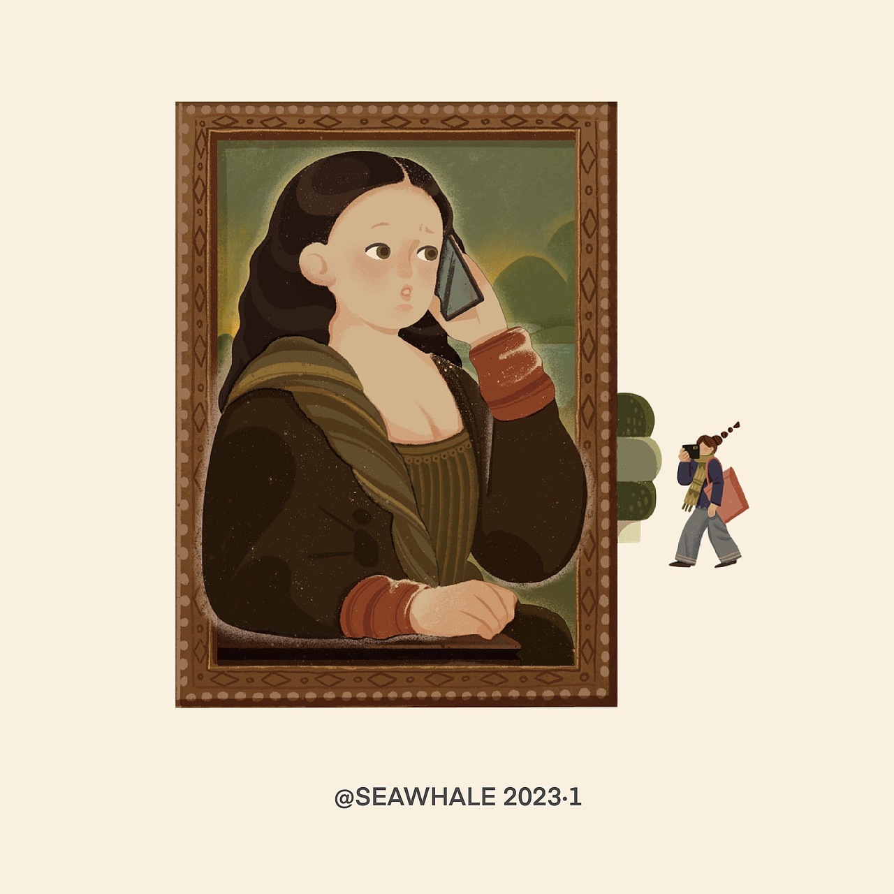 蒙娜丽莎的一天（图ZMzQ0MTY3NDUy） - 艺术插画 - 站酷设计师海鲸SEAWAHLE原创素材 - 站酷ZCOOL