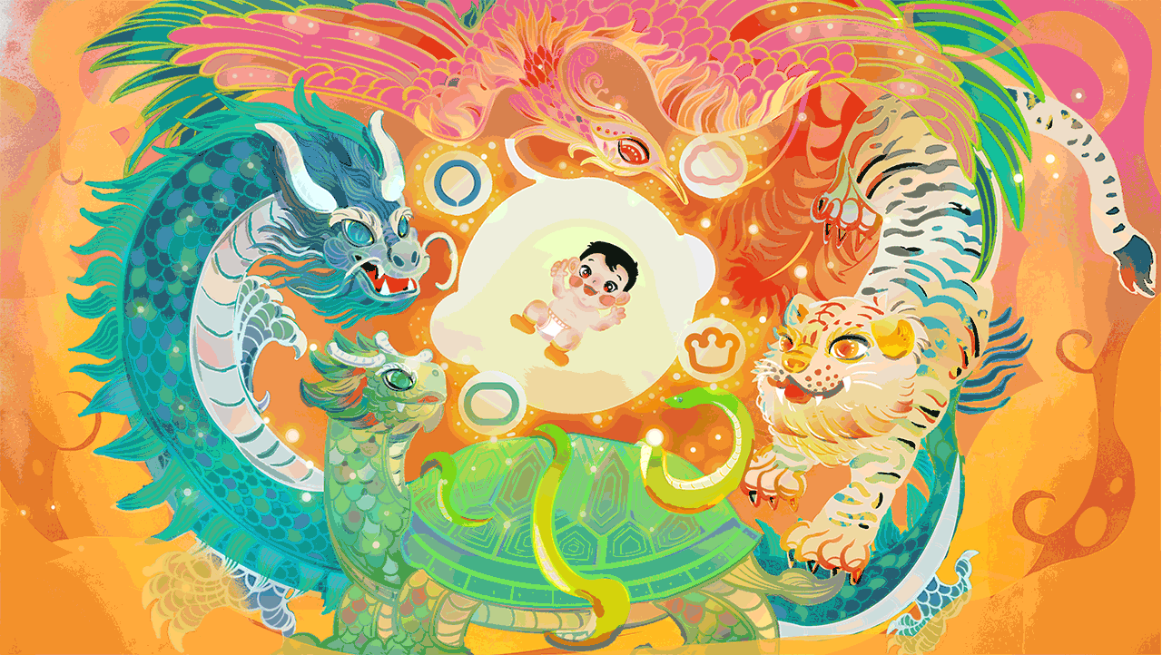 Babycare童年造梦师丨 四象神的守护（图ZMzU0MzEyMDYw） - 海报 - 站酷设计师猫格分裂原创素材 - 站酷ZCOOL