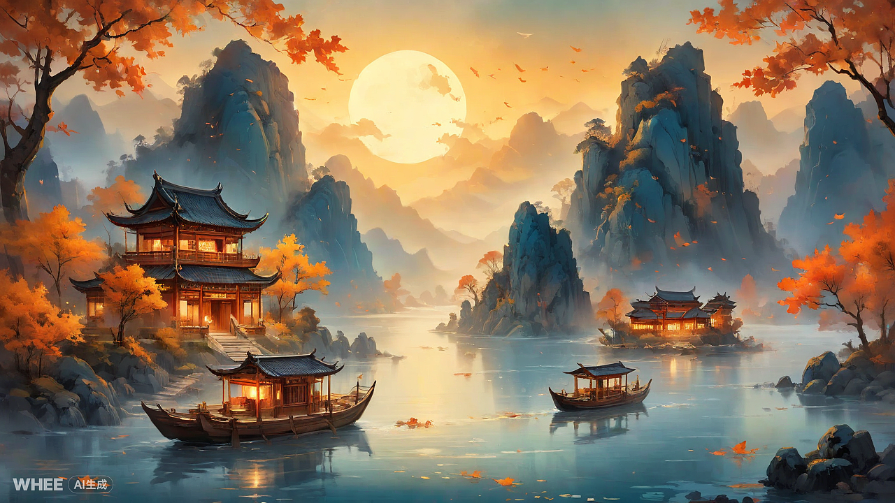 枫桥夜泊（图ZMzY1OTgzNzg4） - AI作品 - 站酷设计师设计世空原创素材 - 站酷ZCOOL