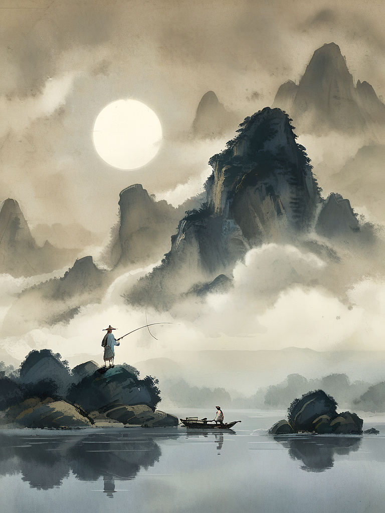 朝披梦泽云，笠钓青茫茫。 寻丝得双鲤，中有三元章。