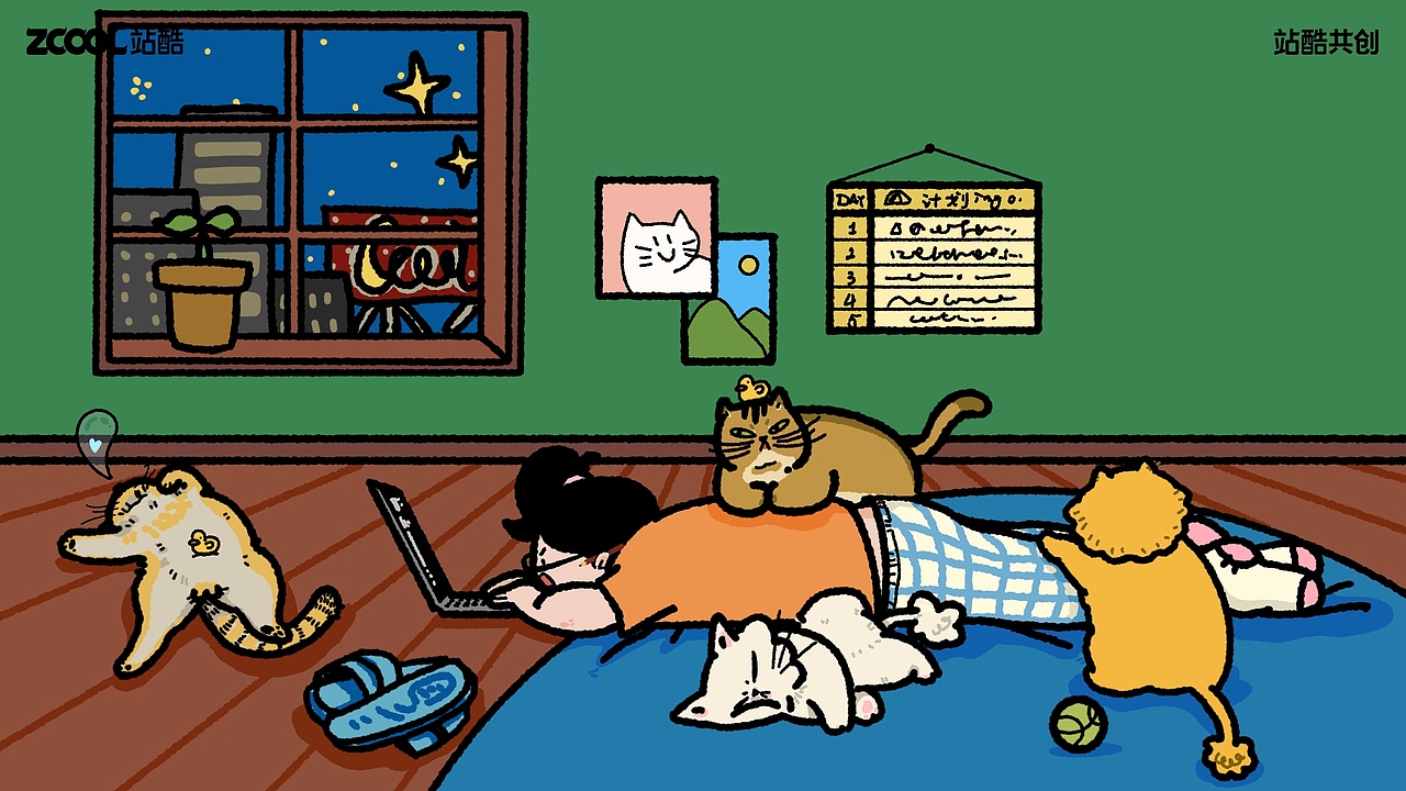 不如躺平的人生四格（图ZMzY5ODI5MTQ4） - 艺术插画 - 站酷设计师zjy大白菜原创素材 - 站酷ZCOOL