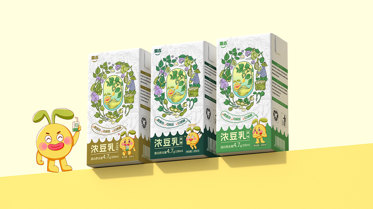 開鑫浓豆乳包装设计 | 开心“豆”属于你