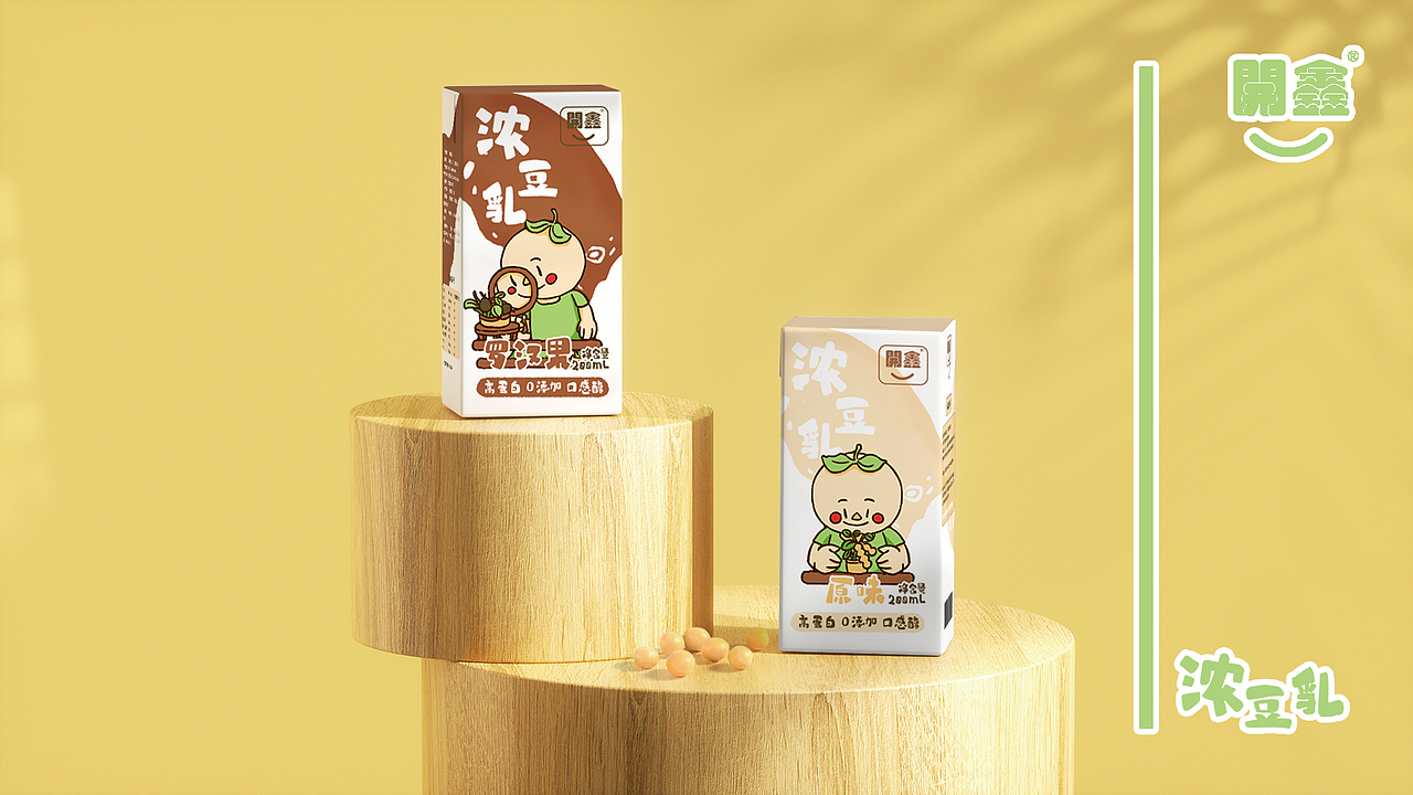 空空插画:開鑫浓豆乳包装设计