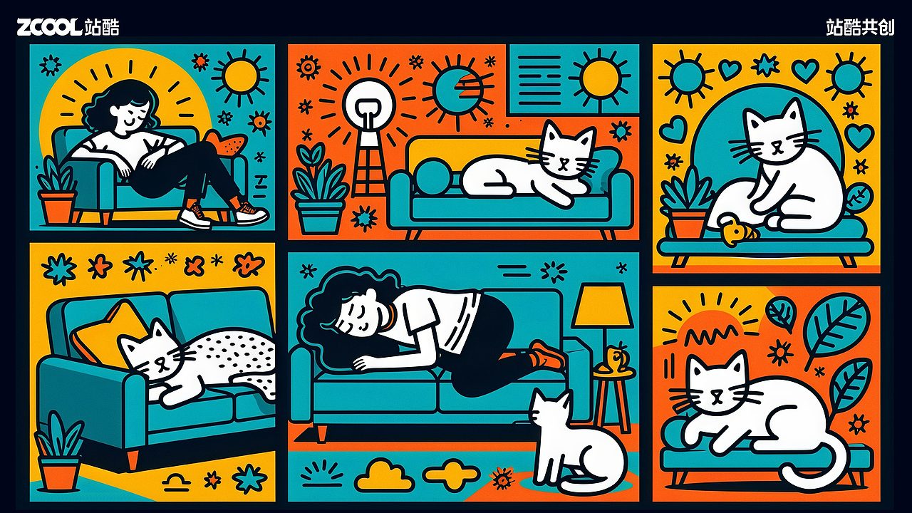 躺平100｜我和猫系列----AICG创作涂鸦