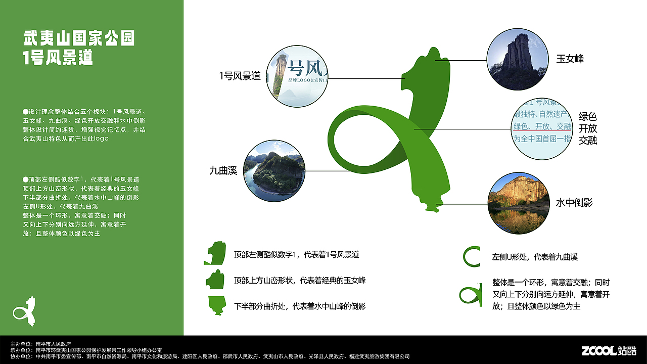 1个假期1处风景1抹绿色1段回忆，武夷山1号风景道欢迎您！——武夷山国家公园1号风景道logo设计（图ZMzQ5NDg4NTg0） - Logo - 站酷设计师生椰拿铁配红酒原创素材 - 站酷ZCOOL