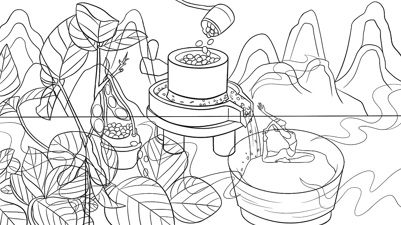 開鑫浓豆乳包装插画｜秀色青意（图ZMzUyMjc3MTY4） - 商业插画 - 站酷设计师stella天月原创素材 - 站酷ZCOOL