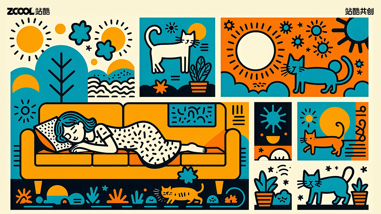 躺平100｜我和猫系列----AICG创作涂鸦