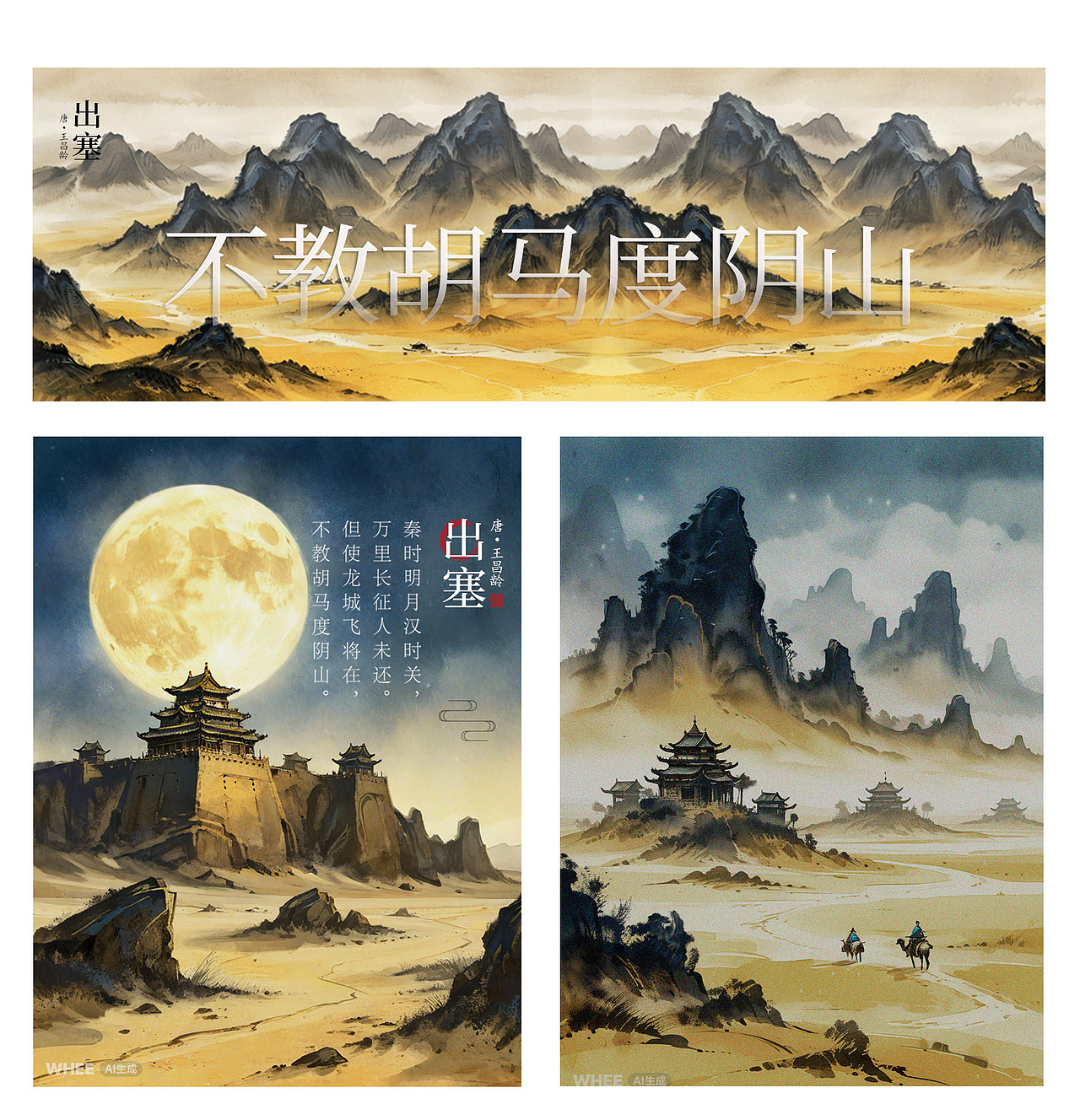 出塞·其一
唐·王昌龄<br><br> 秦时明月汉时关,<br> 万里长征人未还。<br> 但使龙城飞将在,<br> 不教胡马度阴山。