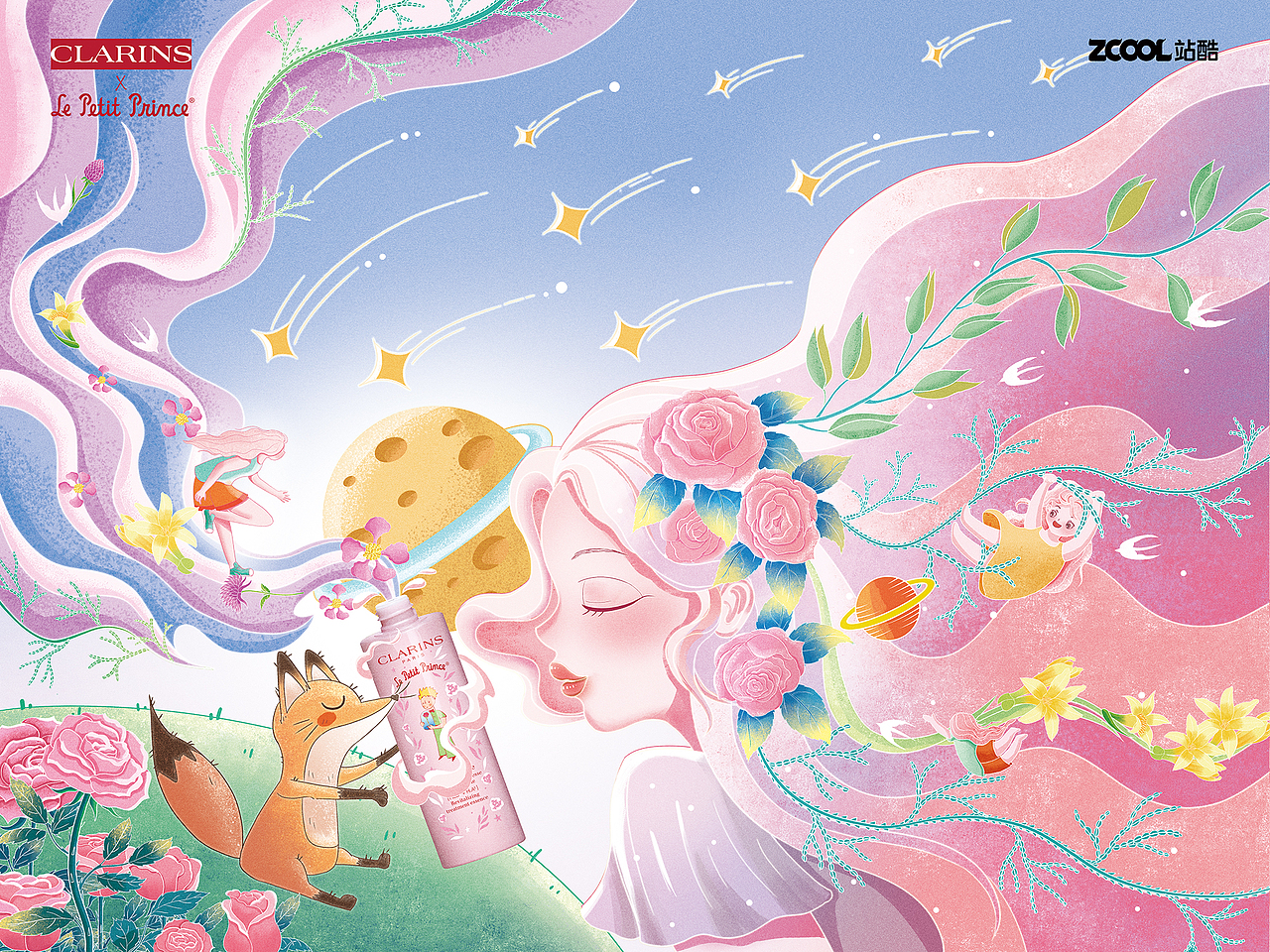 邂逅＃粉嫩多巴胺少女＃《去遇见 去亲近 去享受》（图ZMzQ0MDQ1MDg4） - 商业插画 - 站酷设计师花下犬原创素材 - 站酷ZCOOL