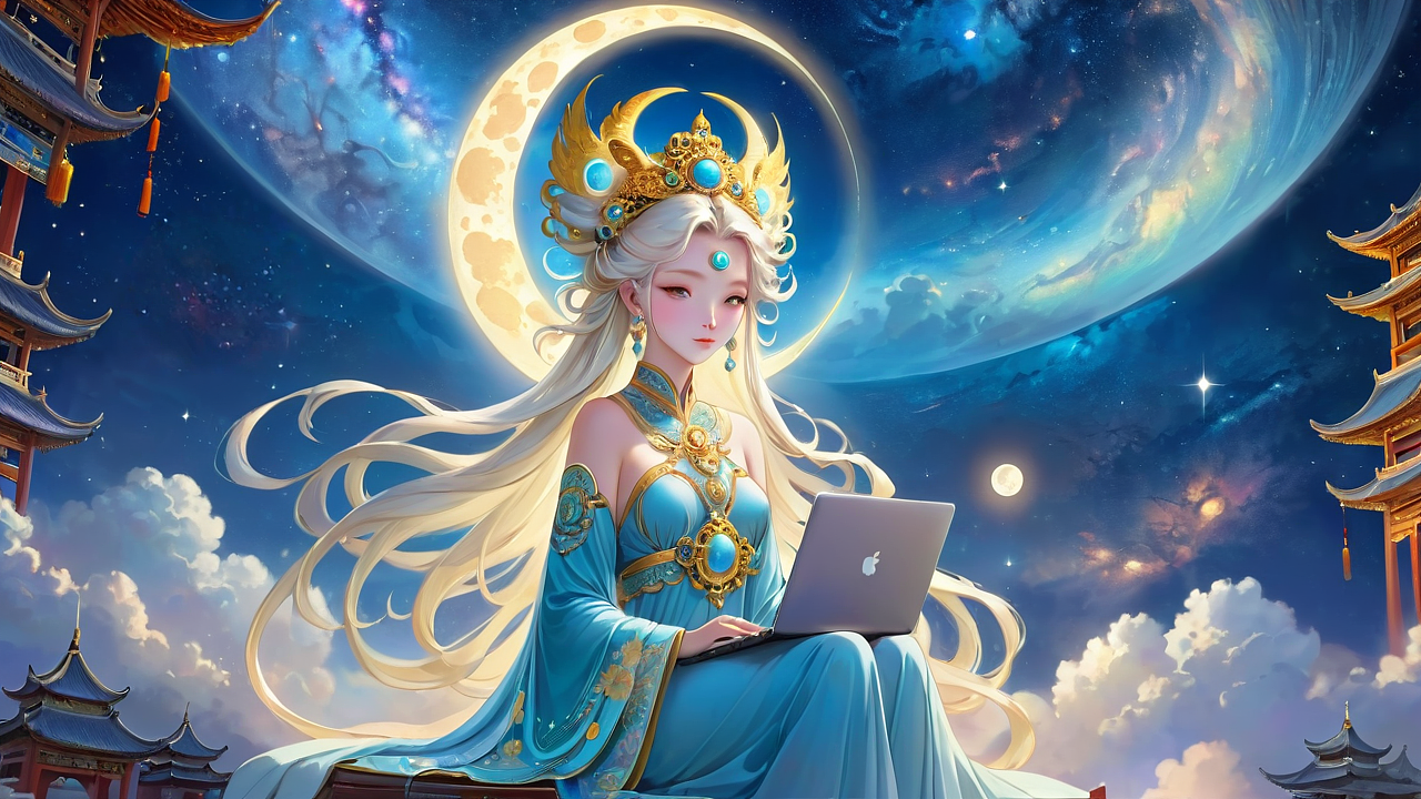 AIGC,一键起飞。月神引领，AI智行。（图ZMzU2OTMyMTky） - AI作品 - 站酷设计师Fletching原创素材 - 站酷ZCOOL