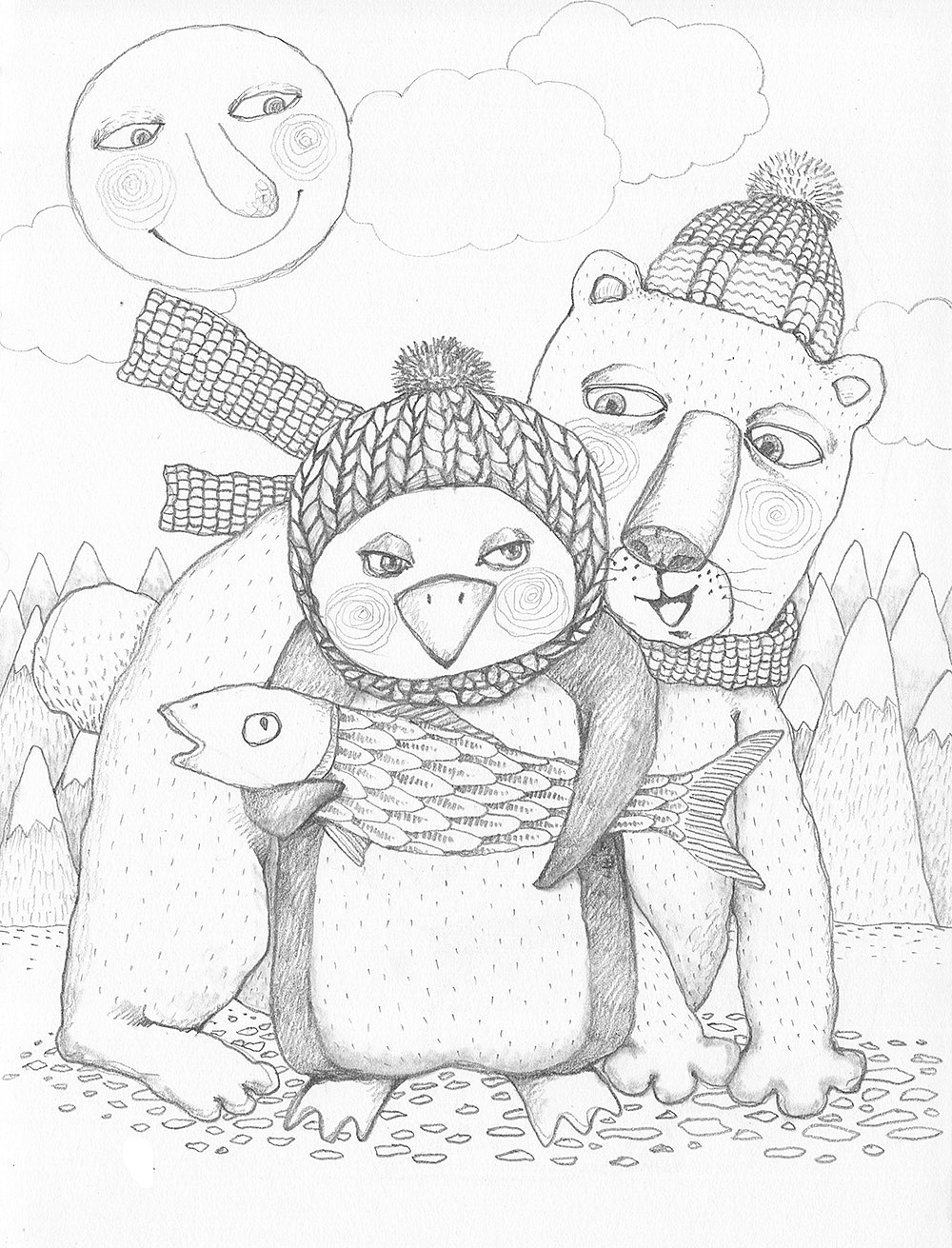 动物插画 狗、黄猫、青蛙、老鼠、狮子、鼹鼠、蓝猫、南极企鹅和北极熊（图ZMzYzNDQyNjU2） - 艺术插画 - 站酷设计师画儿晴天原创素材 - 站酷ZCOOL