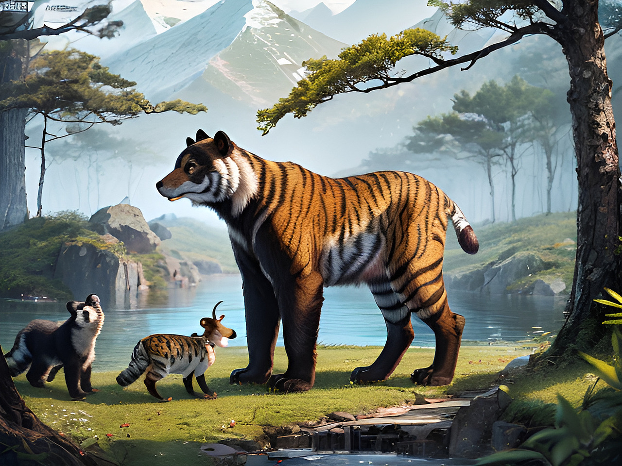 AI 人工智能生成 长白山地方特色 顶流动物园里的动物形象插画与故事分享（图ZMzcwNTUzMzgw） - 海报 - 站酷设计师未来之王原创素材 - 站酷ZCOOL