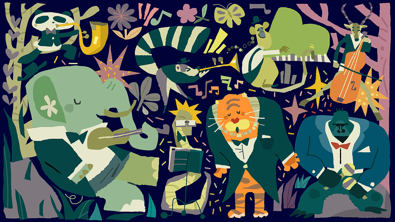 动物乐队🎵（图ZMzY1NDIwNTY0） - 艺术插画 - 站酷设计师木木梦原创素材 - 站酷ZCOOL