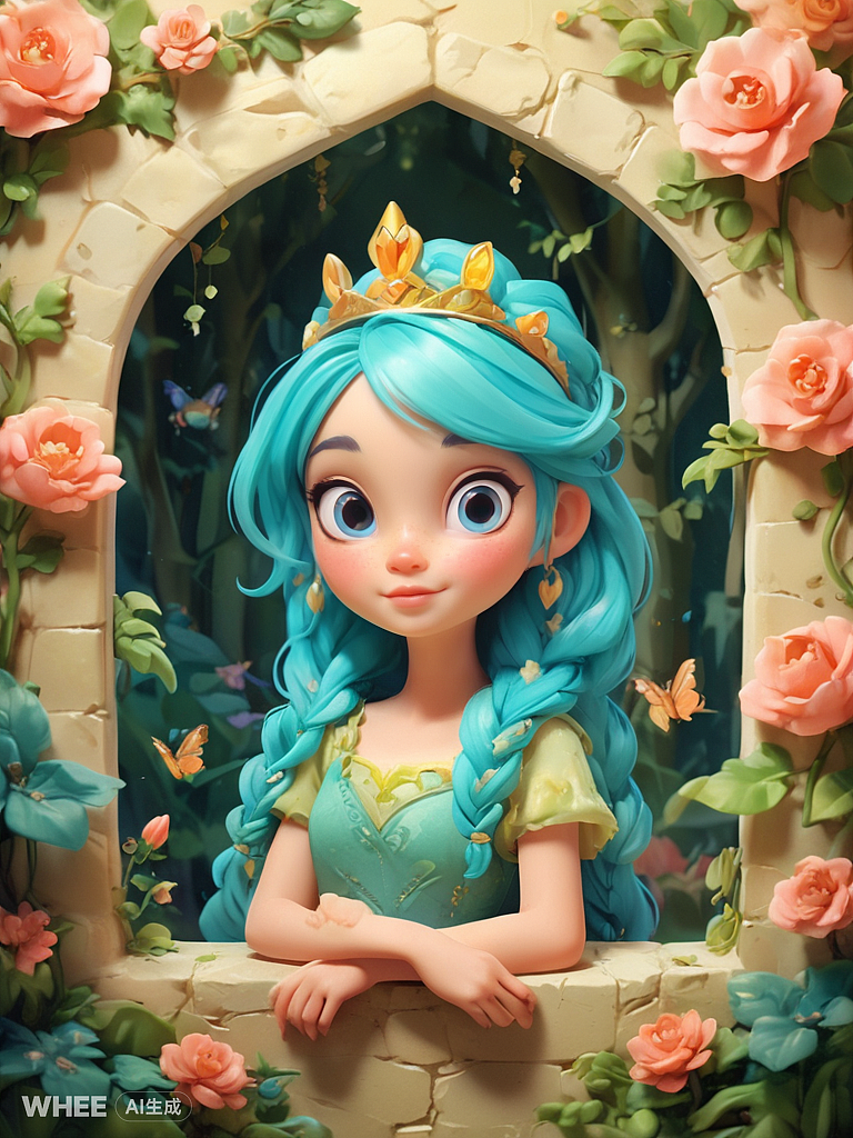 把头发涂成碧绿的长发公主